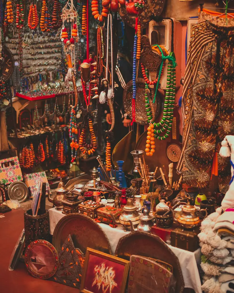 Moroccan crafts and trinkets in an Agadir souk