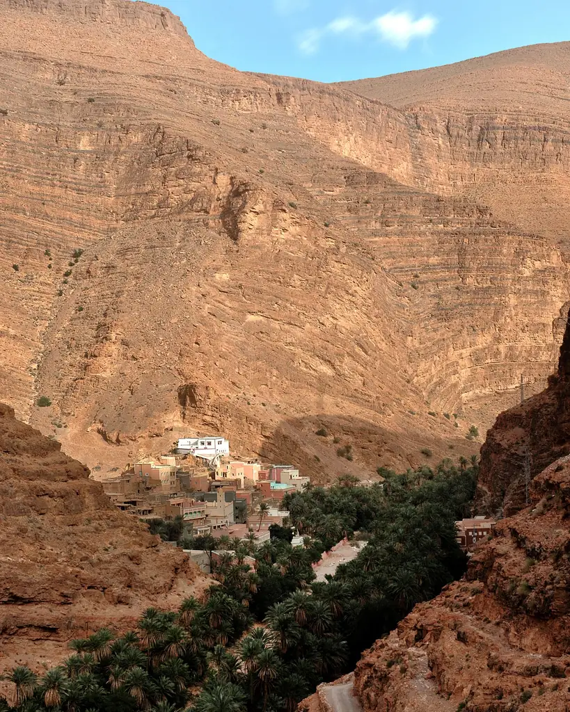 Palm oasis at the bottom of a gorge in the Anti-Atlas