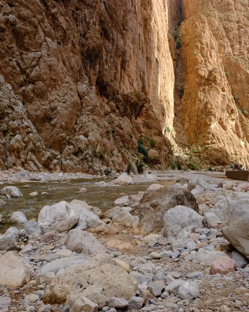 Rocky gorge with a stream, typical canyoning terrain in Morocco