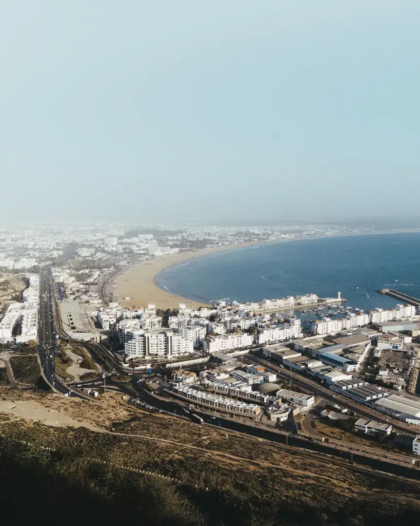 Aerial view of Agadir city and its bay